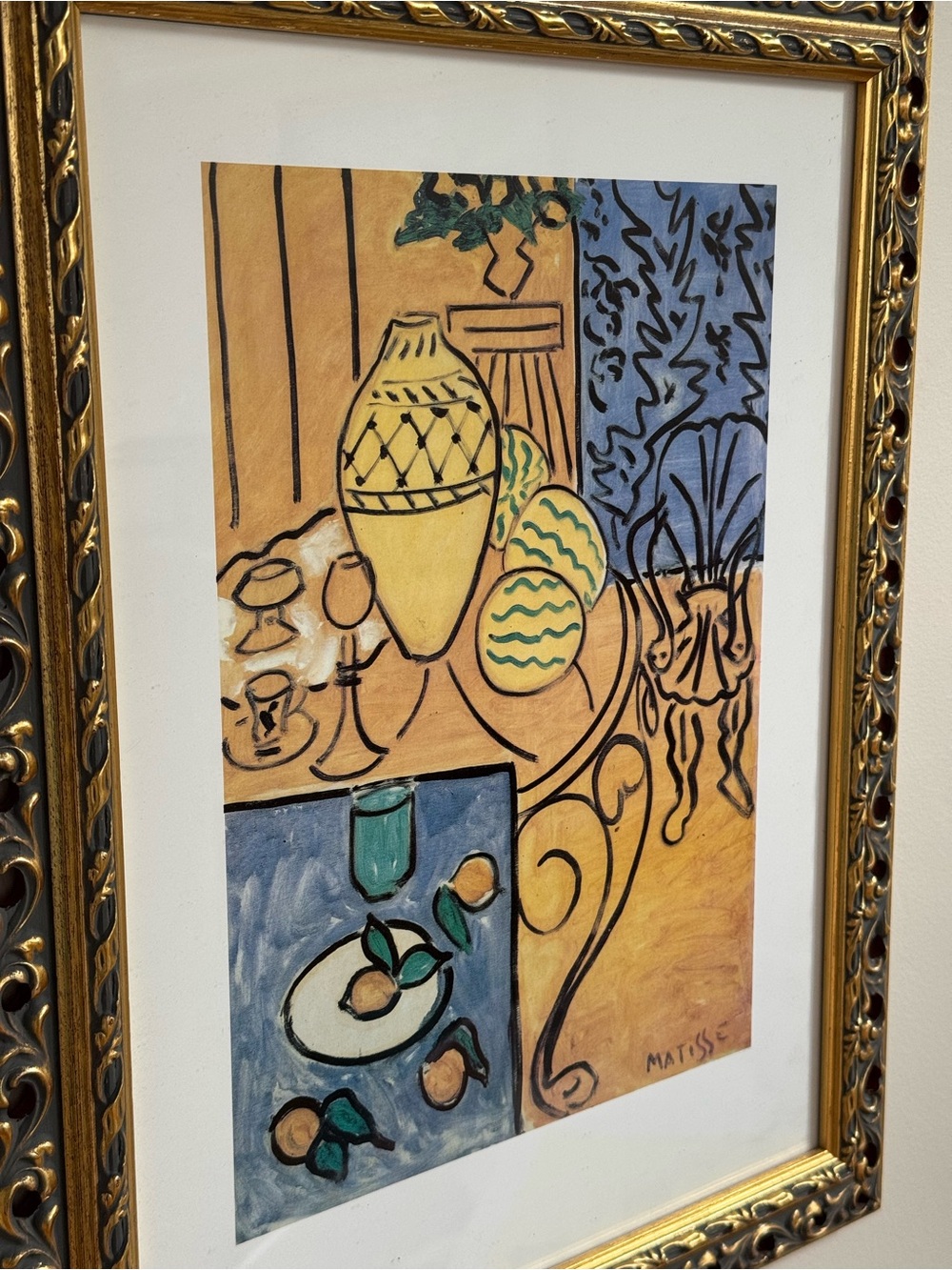 Vintage Henri Matisse "Intérieur Jaune et Bleu" Framed Art Print 1993 Edition
